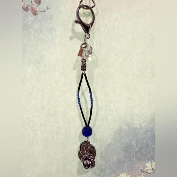 Purse Charm/ Keychain- Rhinestone Rose- Handmade - Picture 2 of 11